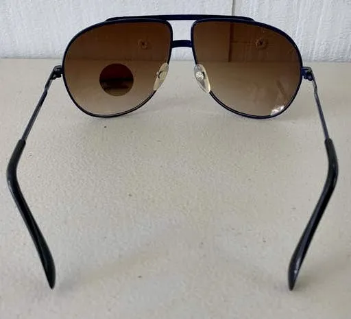 00's Does 70's Navy and White Aviator Sunglasses by 70's Designer