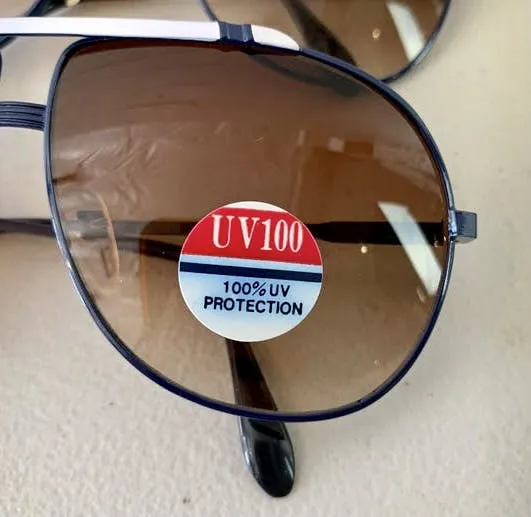 00's Does 70's Navy and White Aviator Sunglasses by 70's Designer
