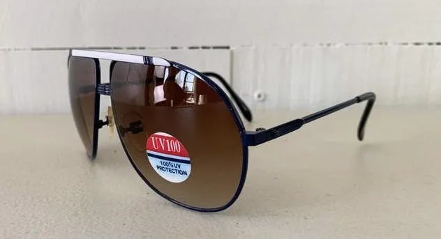 00's Does 70's Navy and White Aviator Sunglasses by 70's Designer