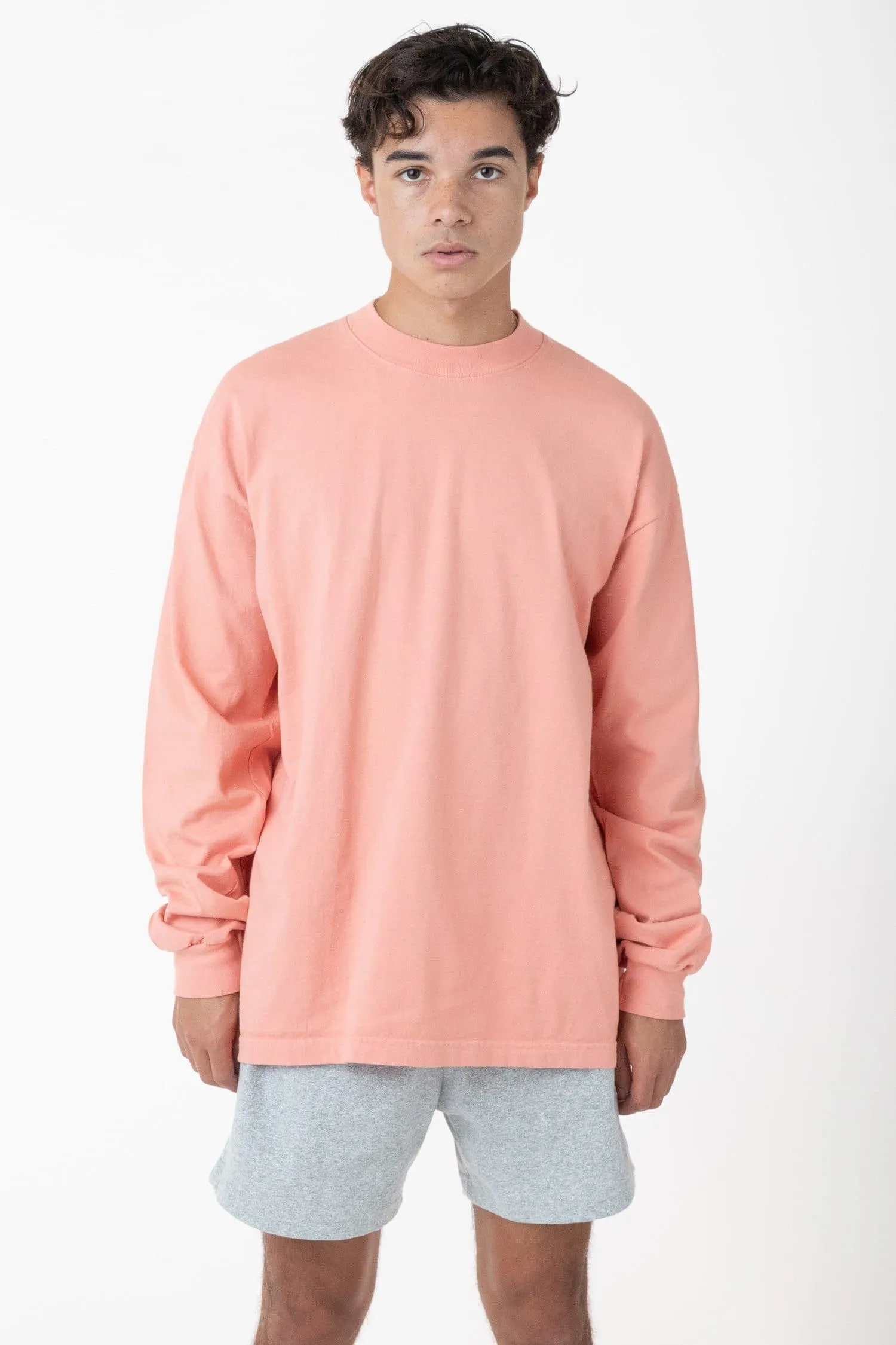 1406GD - Long Sleeve Garment Dye Mockneck T-Shirt