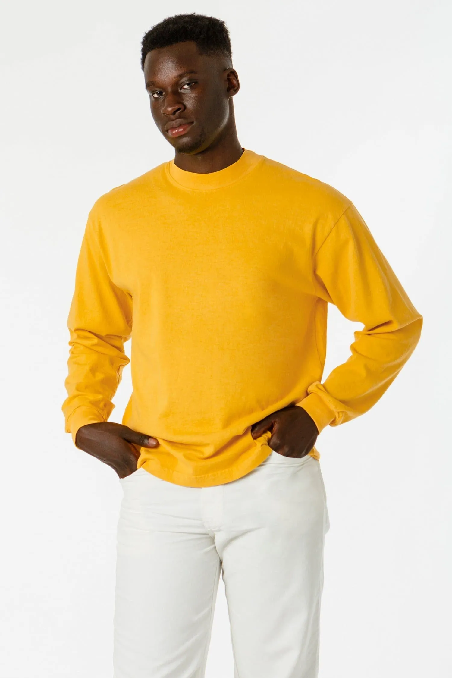 1406GD - Long Sleeve Garment Dye Mockneck T-Shirt
