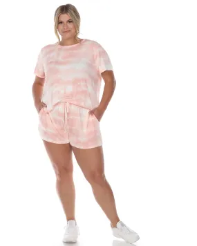 2 Piece Top & Shorts Lounge Set | Pink Tie-Dye