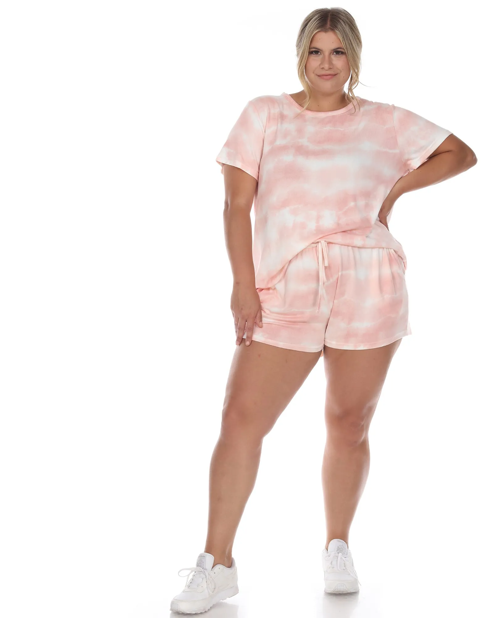 2 Piece Top & Shorts Lounge Set | Pink Tie-Dye