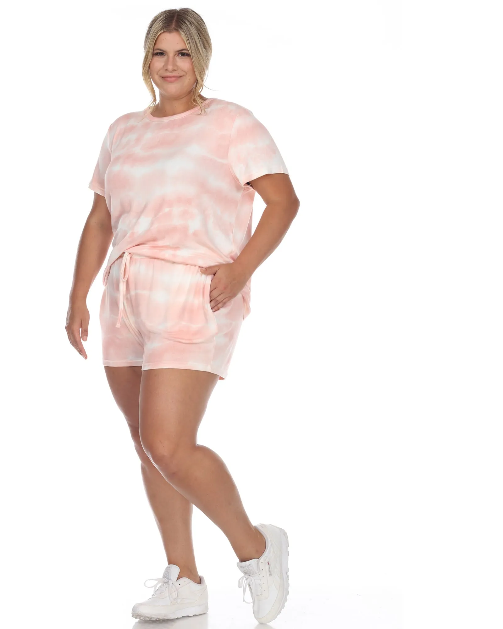 2 Piece Top & Shorts Lounge Set | Pink Tie-Dye