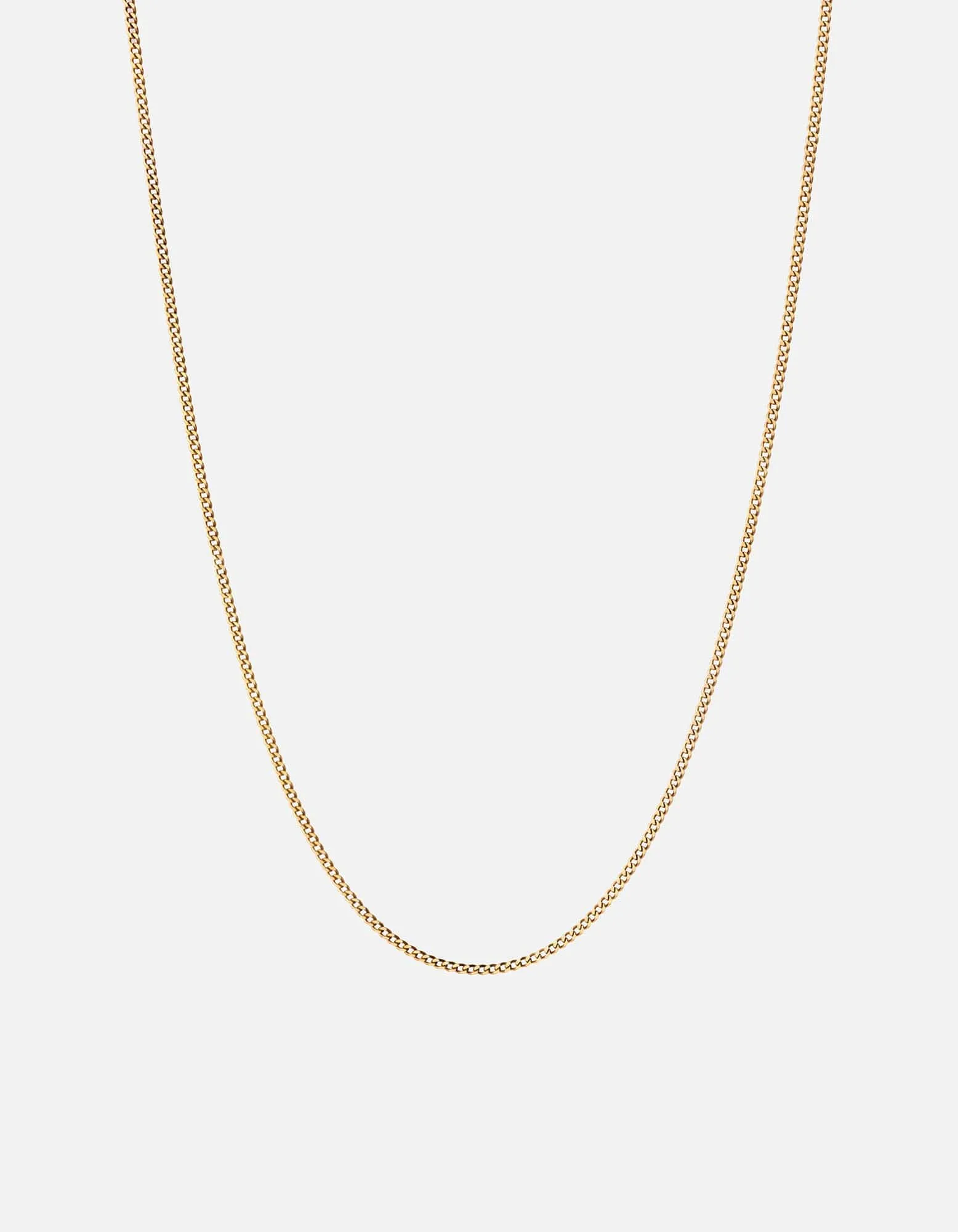 2mm Cuban Chain Necklace, Gold