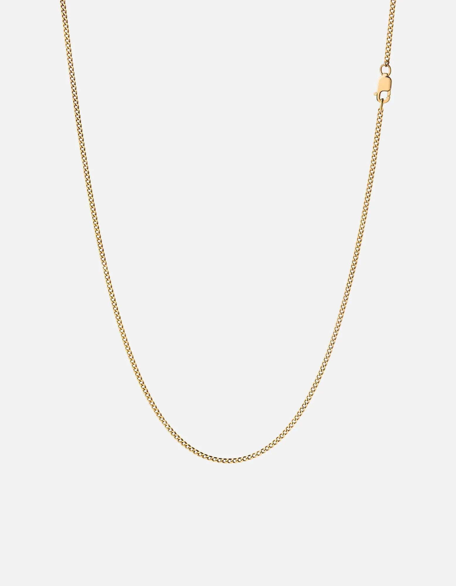 2mm Cuban Chain Necklace, Gold