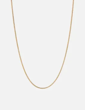 2mm Cuban Chain Necklace, Gold