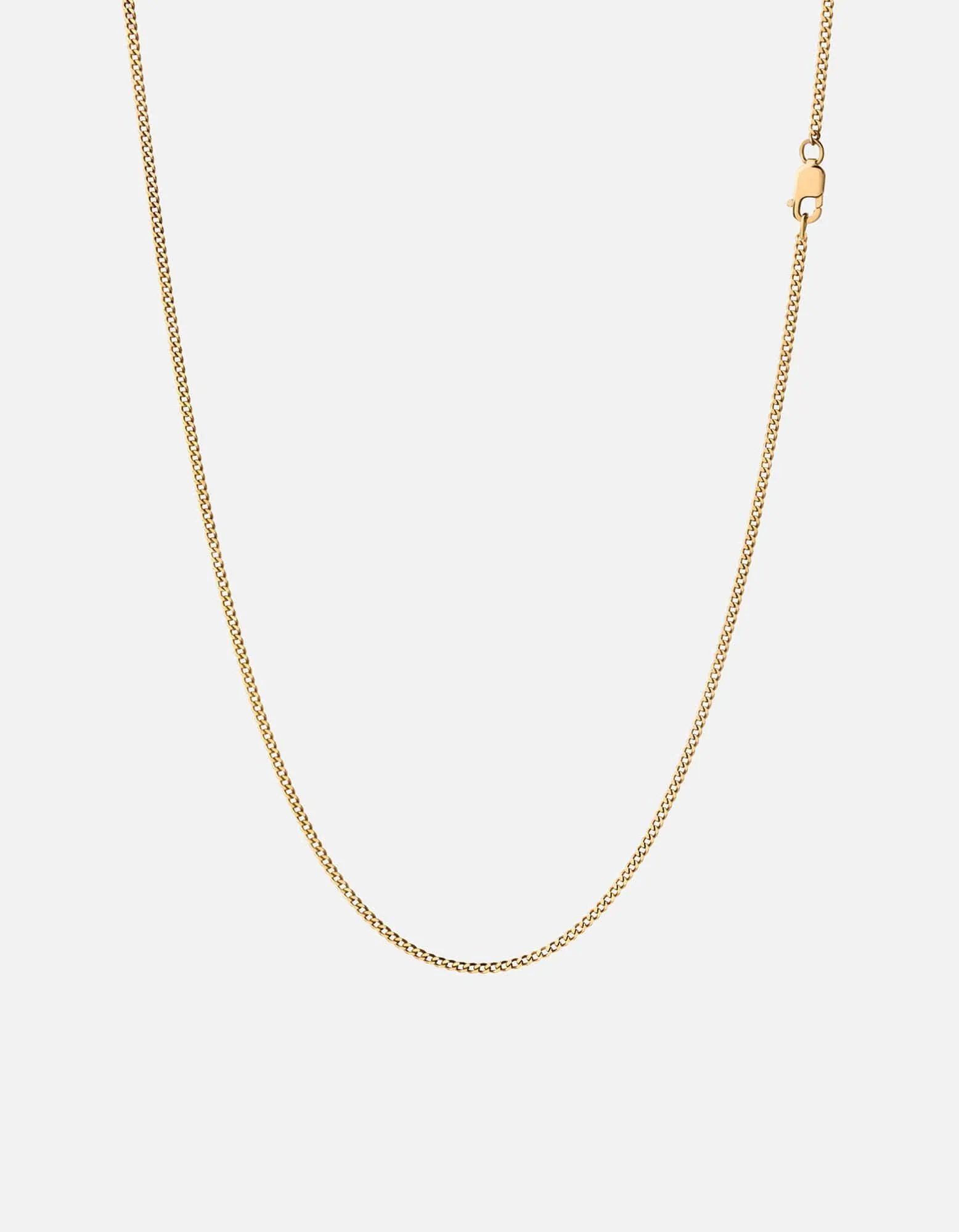 2mm Cuban Chain Necklace, Gold