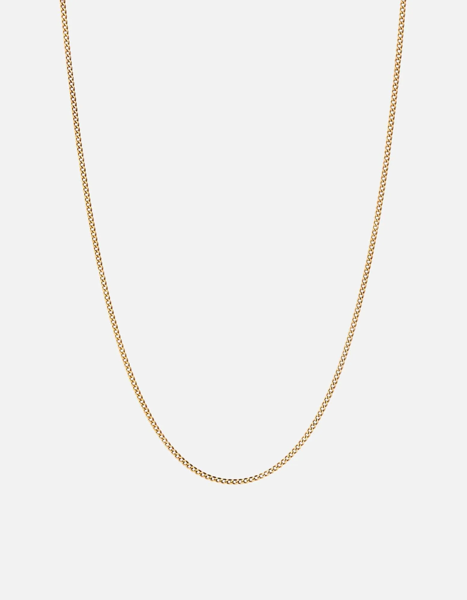 2mm Cuban Chain Necklace, Gold