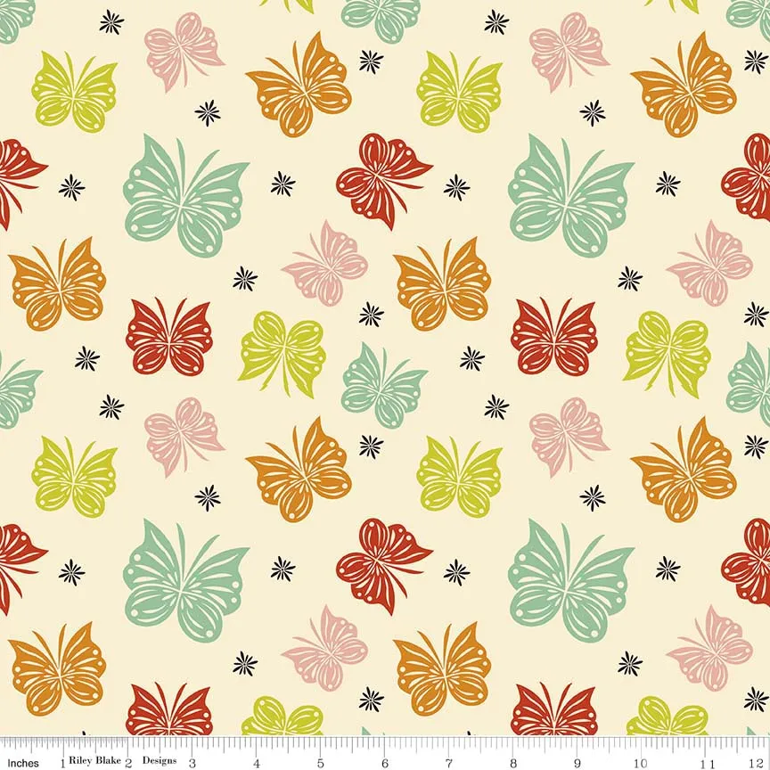 Acorn Valley Flutter Multi Cotton Lycra Knit Fabric by Riley Blake