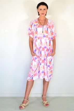 Aliya Watercolour Geometric Print Dress