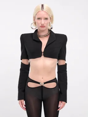 Black Cropped Cut-Out Blazer (24S1VE0408182-BLACK)