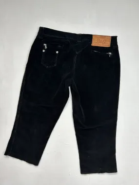 Black velvet low rise capris pants (S)