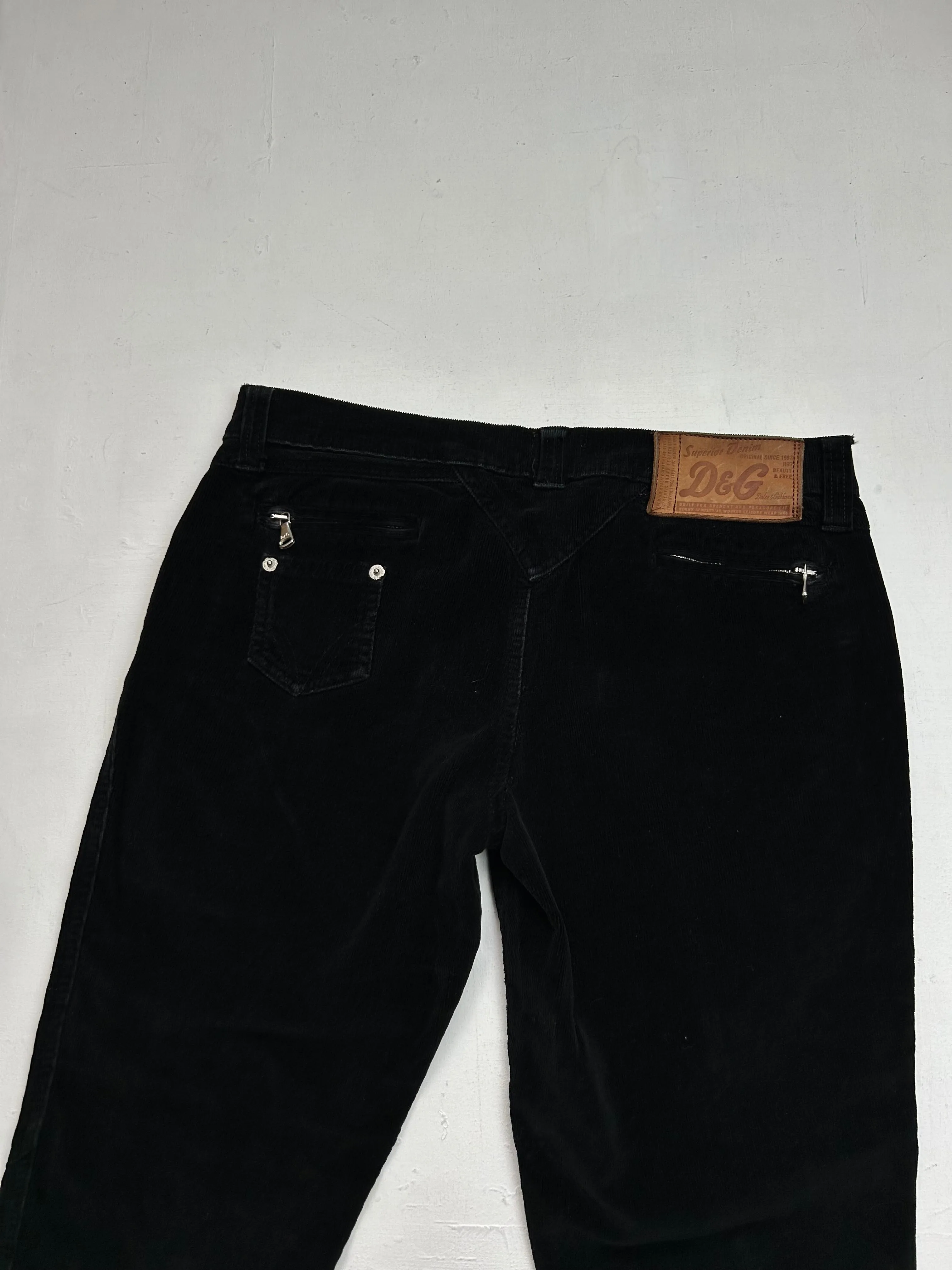 Black velvet low rise capris pants (S)