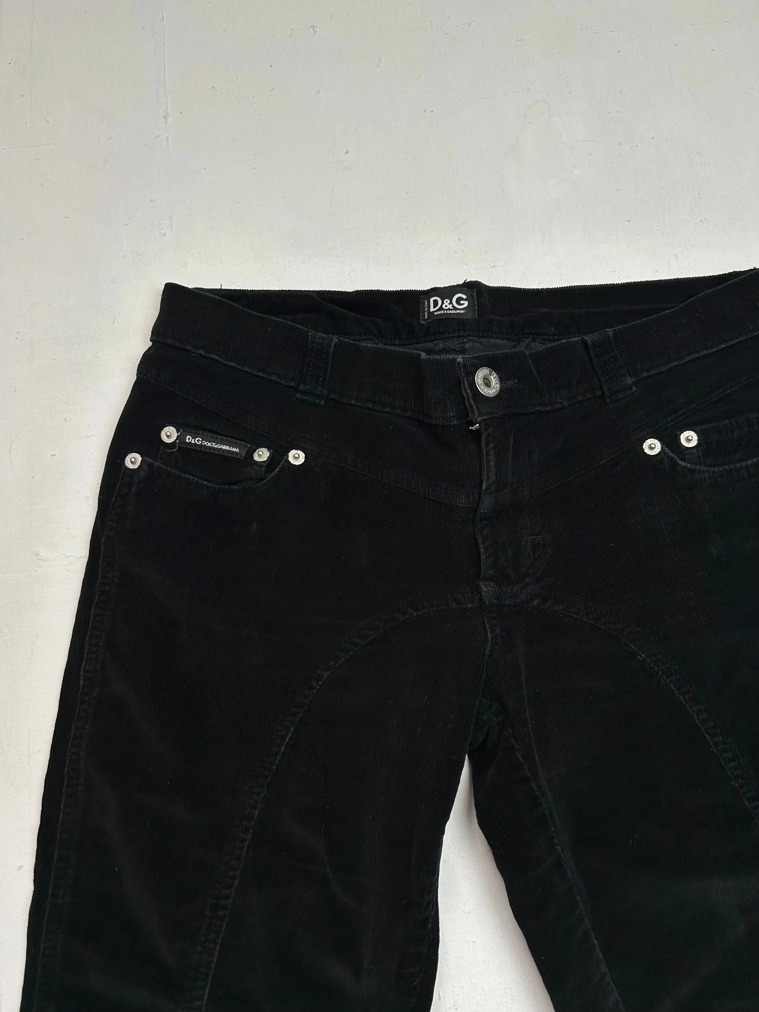 Black velvet low rise capris pants (S)