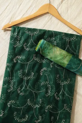 Bottle Green And Yellow Saree set (2 Piece)