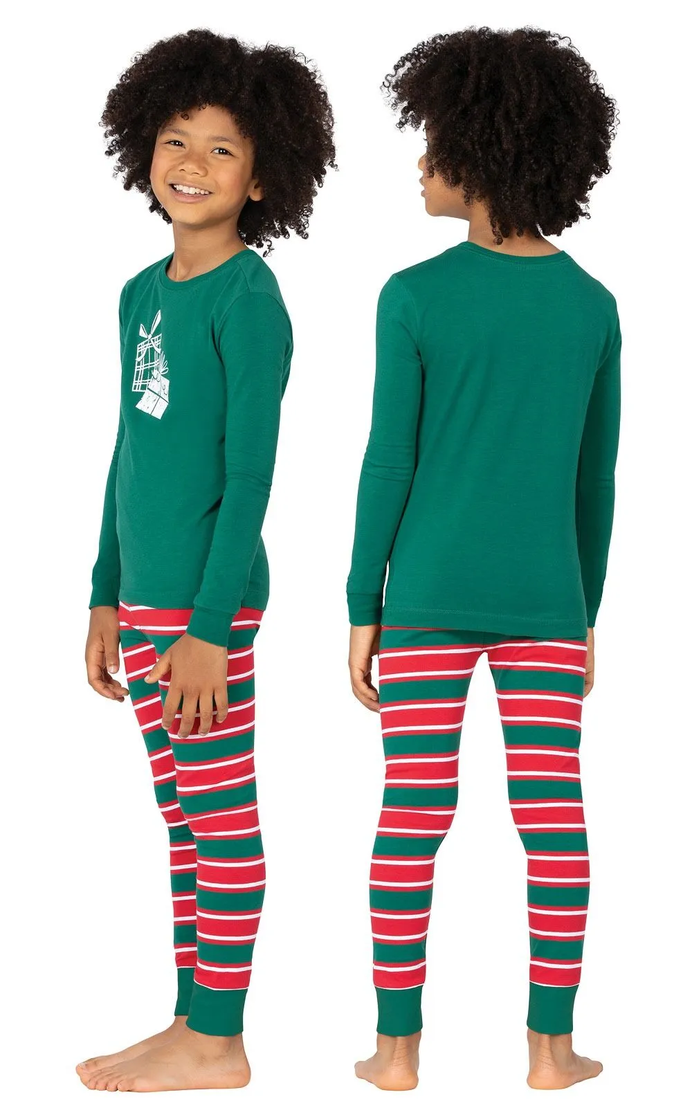 Boy's Snug Fit Christmas Stripe Pajama Set
