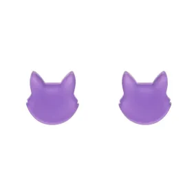Cat Head Bubble Resin Stud Earrings - Purple