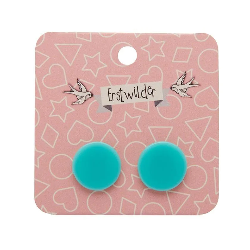 Circle Solid Resin Stud Earrings - Mint