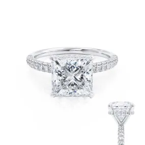 COCO - Princess Diamond Hidden Halo Triple Pavé Shoulder Set Platinum 950 Engagement Ring
