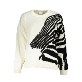 Desigual Chic Contrast Crew Neck Sweater in Women's White