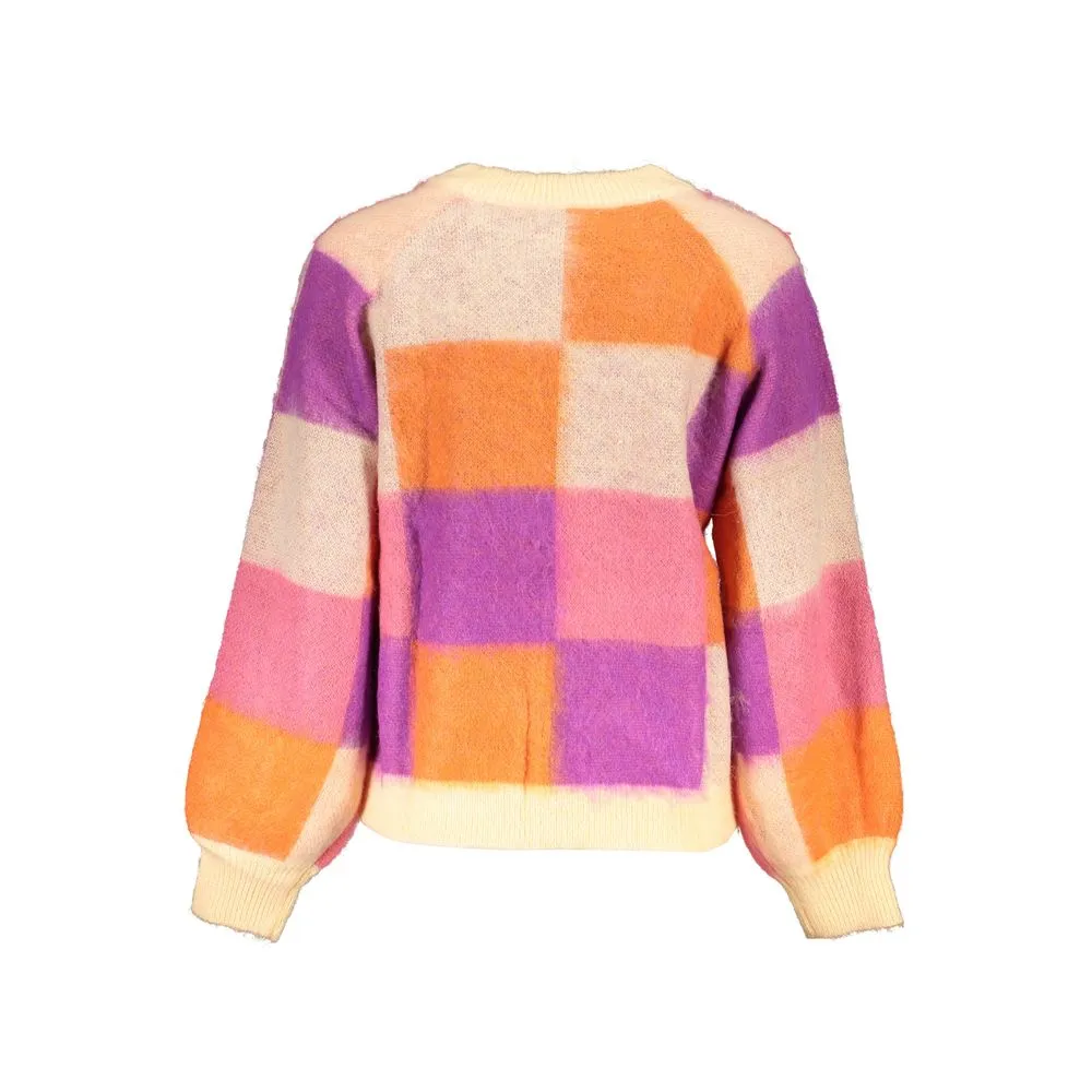 Desigual Chic Pink Contrast Crew Neck Women's Sweater
