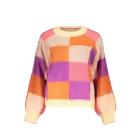 Desigual Chic Pink Contrast Crew Neck Women's Sweater