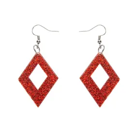 Diamond Glitter Resin Drop Earrings - Red