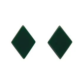 Diamond Solid Resin Stud Earrings - Emerald