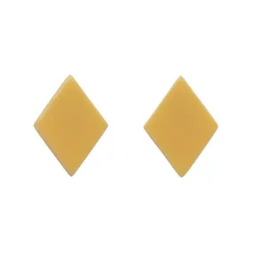 Diamond Solid Resin Stud Earrings - Light Yellow