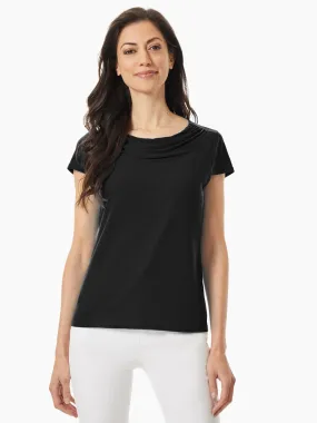 Draped Cowl Neck Jersey Knit Top