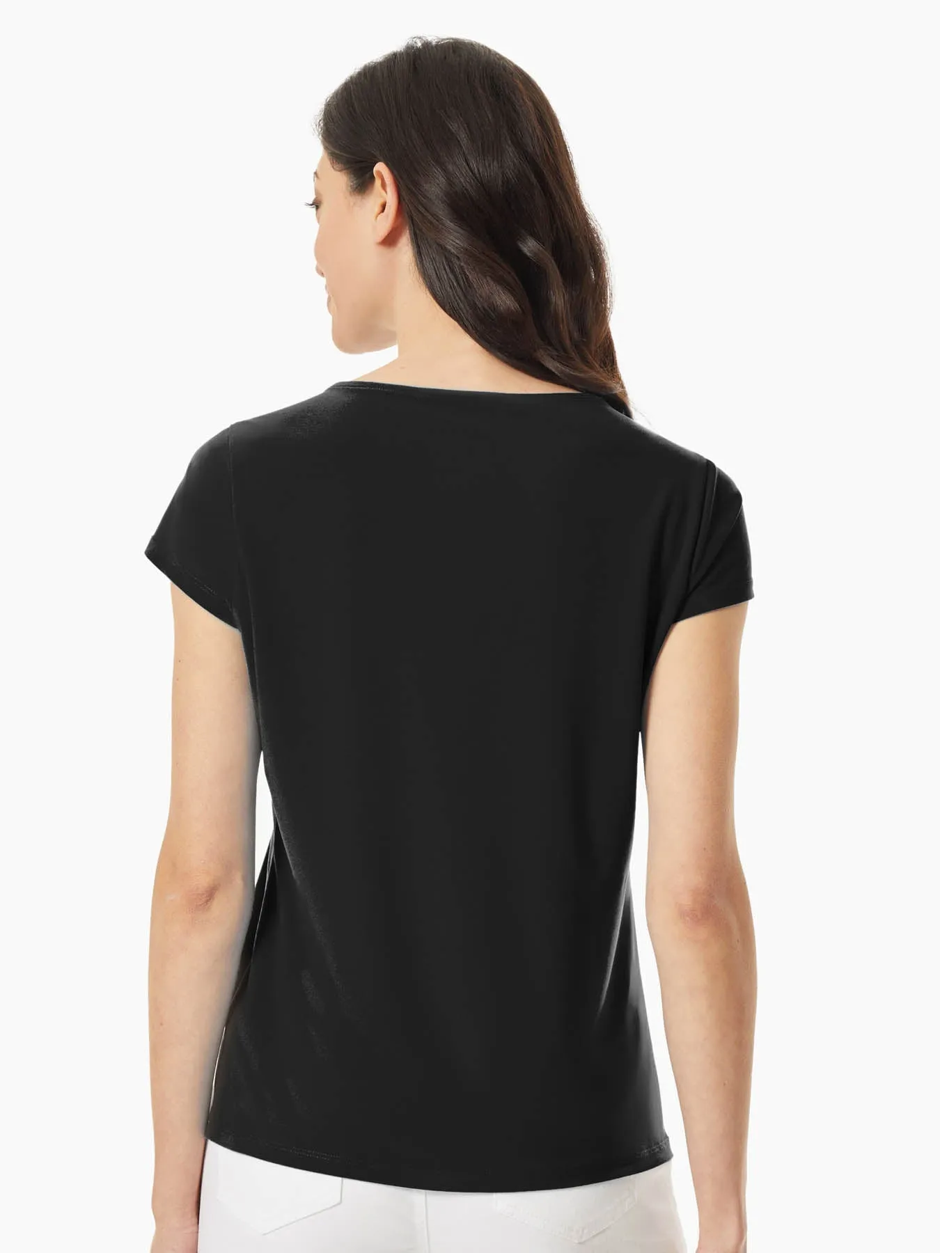 Draped Cowl Neck Jersey Knit Top