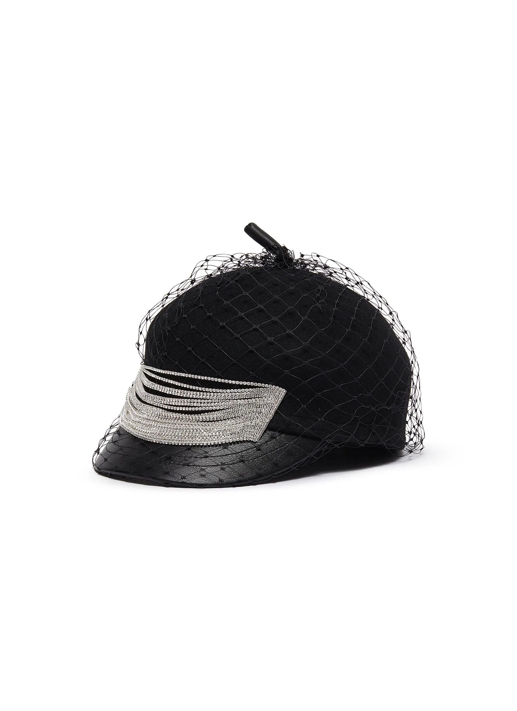 EMBELLISHED MESH VEIL FELT BERET