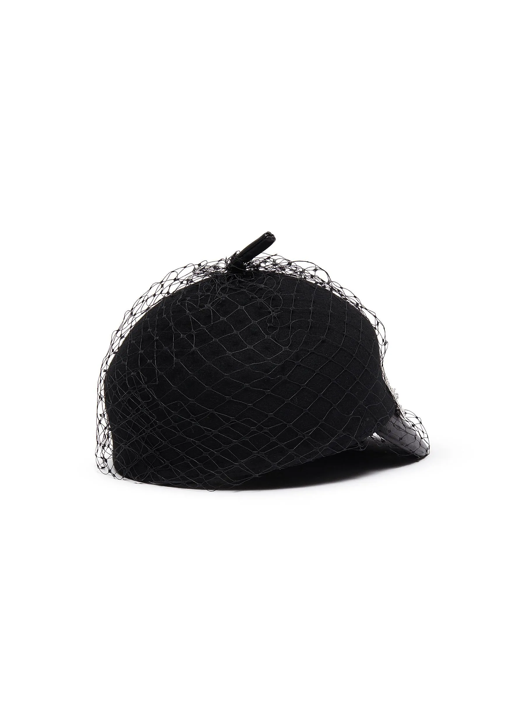 EMBELLISHED MESH VEIL FELT BERET