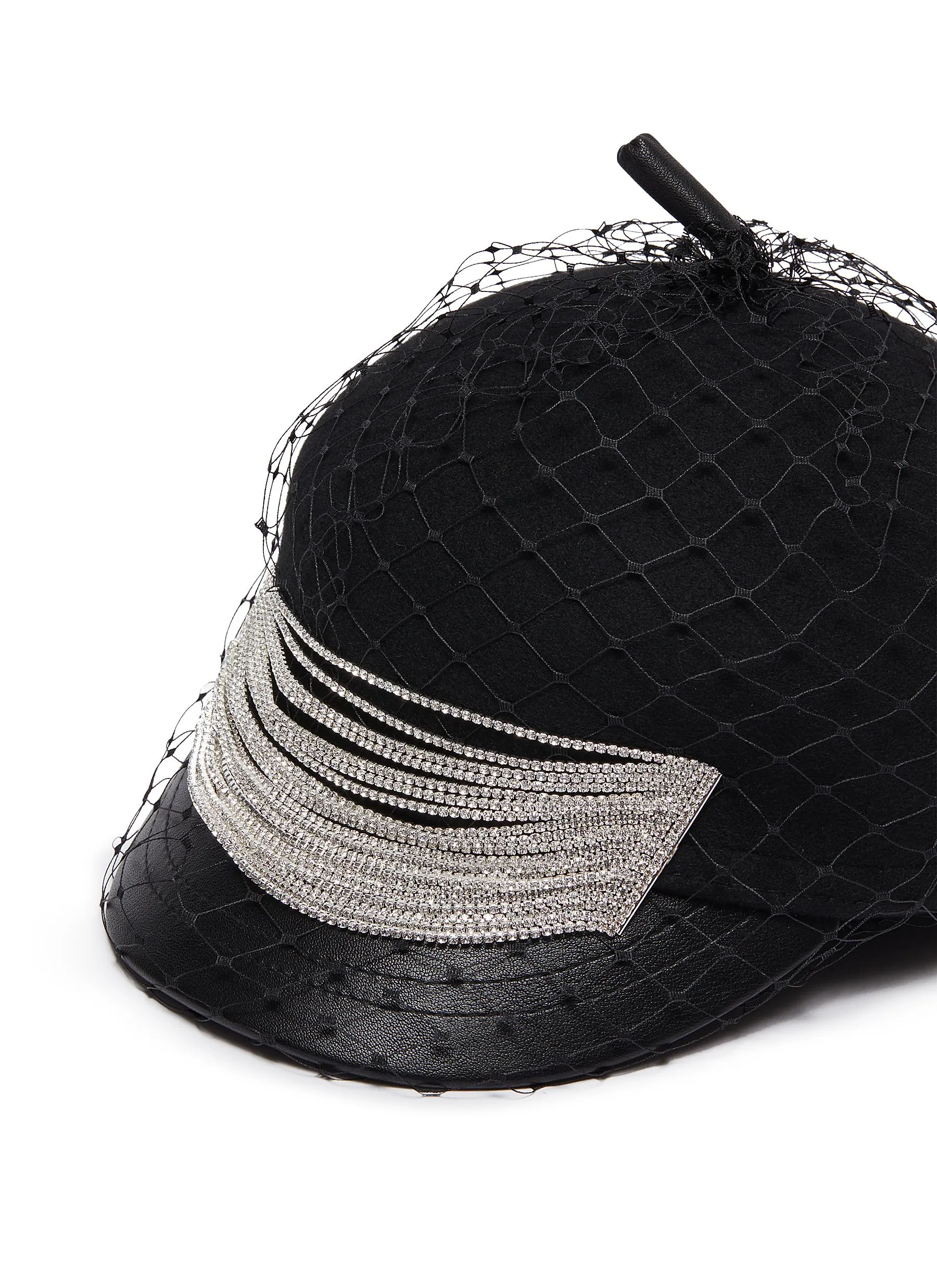 EMBELLISHED MESH VEIL FELT BERET