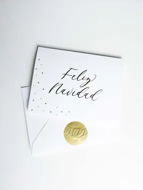 Feliz Navidad Card in Gold