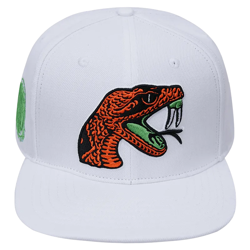 FLORIDA A&M UNIVERSITY CLASSIC UNISEX WOOL SNAPBACK HAT (WHITE)