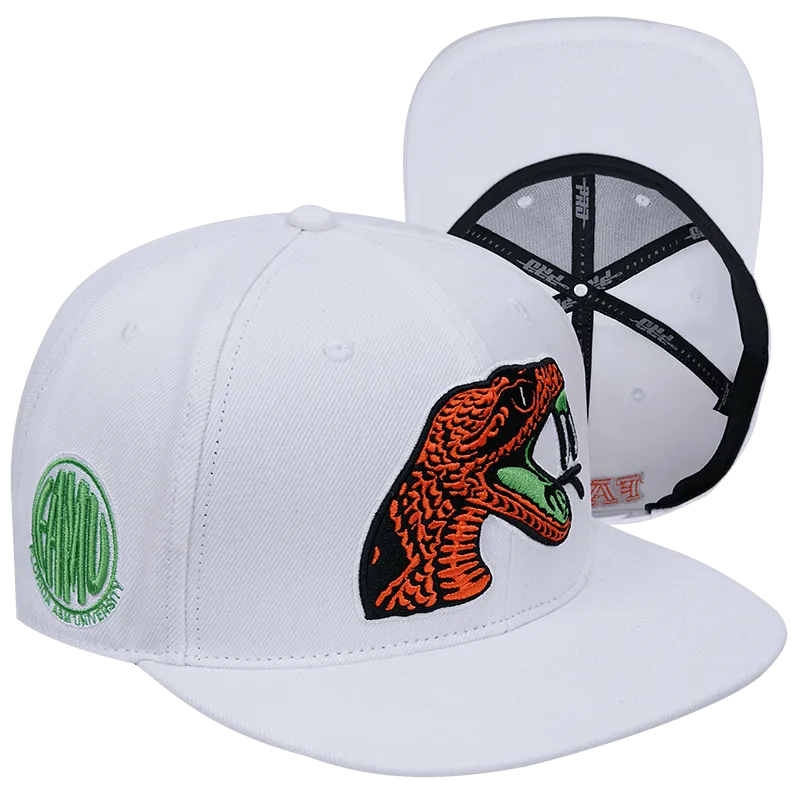 FLORIDA A&M UNIVERSITY CLASSIC UNISEX WOOL SNAPBACK HAT (WHITE)