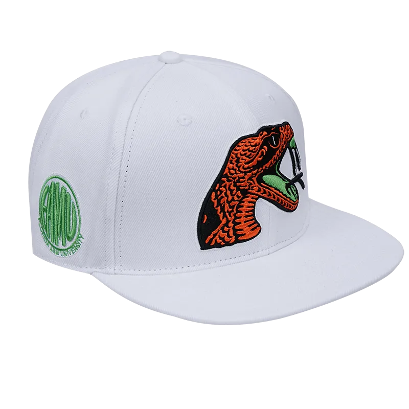 FLORIDA A&M UNIVERSITY CLASSIC UNISEX WOOL SNAPBACK HAT (WHITE)