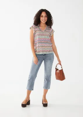 Flutter Sleeve Printed Jersey Top