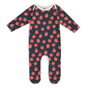 Footed Romper - Raspberries Night Sky