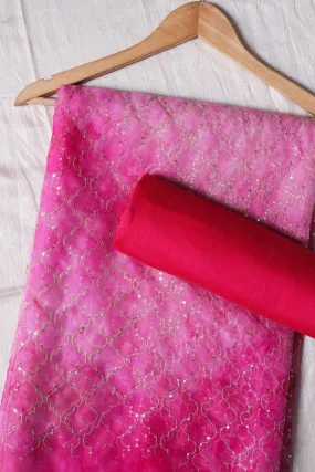 Fuchsia And Rani Saree set (2 Piece)