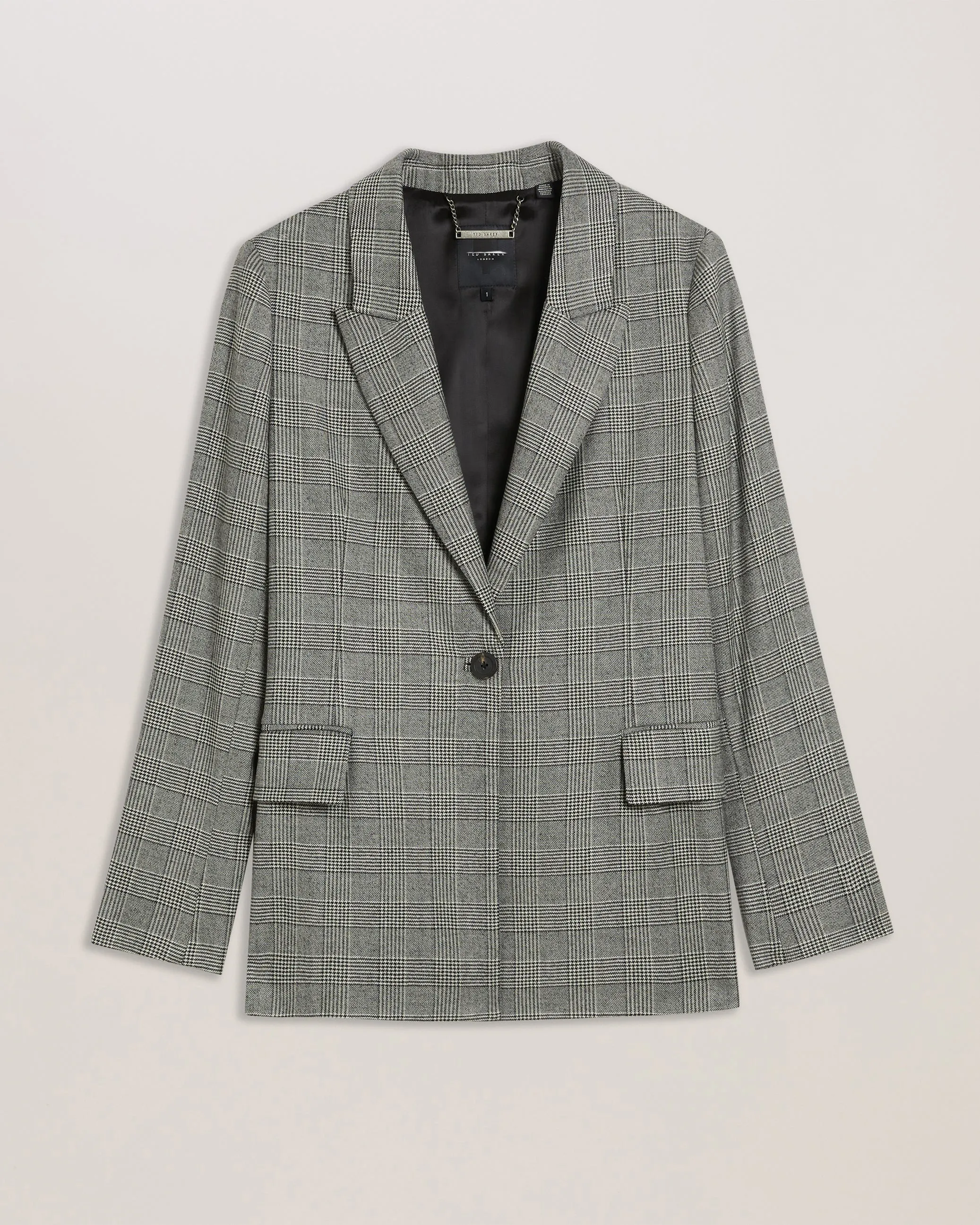 Jommia Wool Check Boyfriend Blazer Black