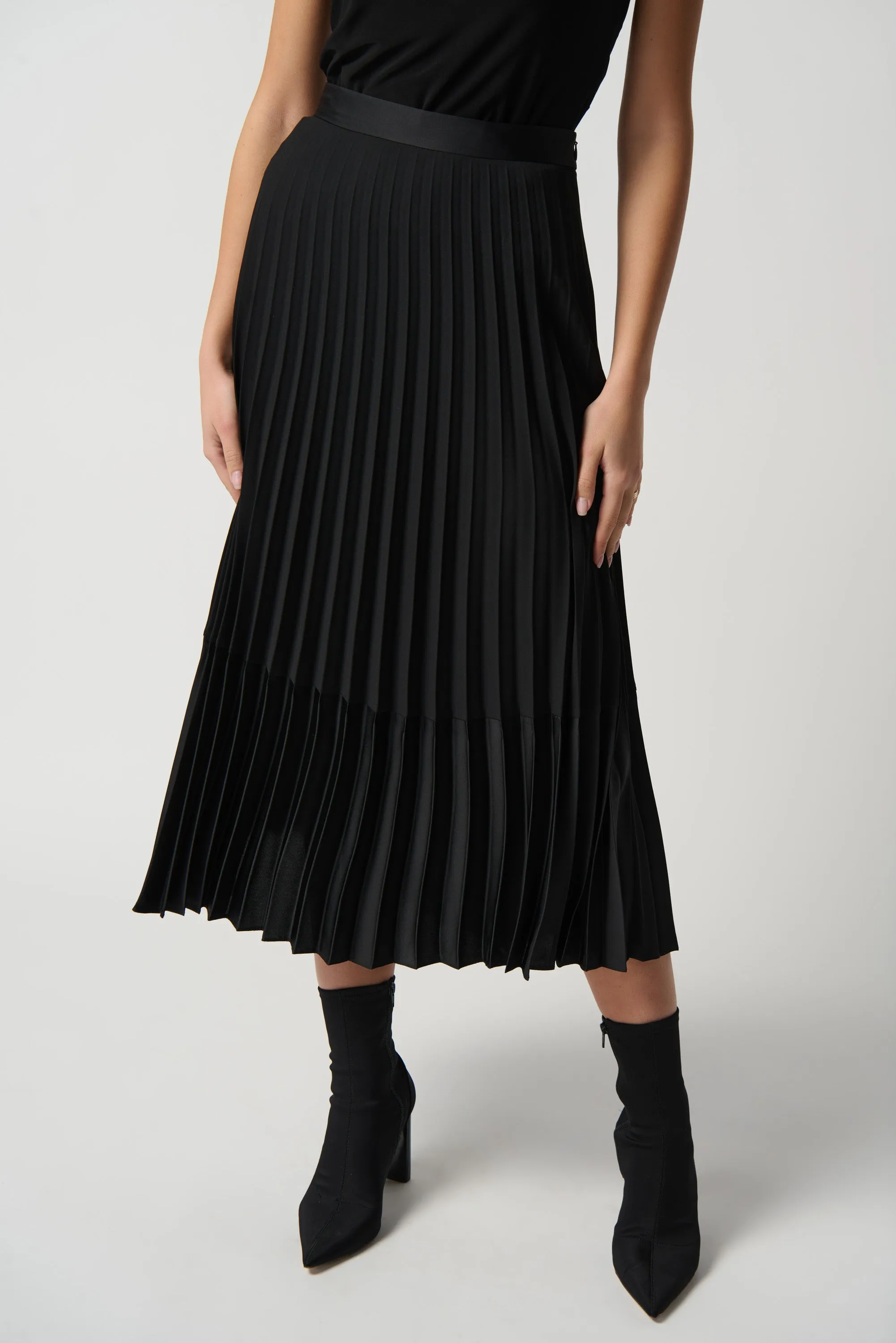 Joseph Ribkoff Georgette and Satin Pleated A-Line Skirt