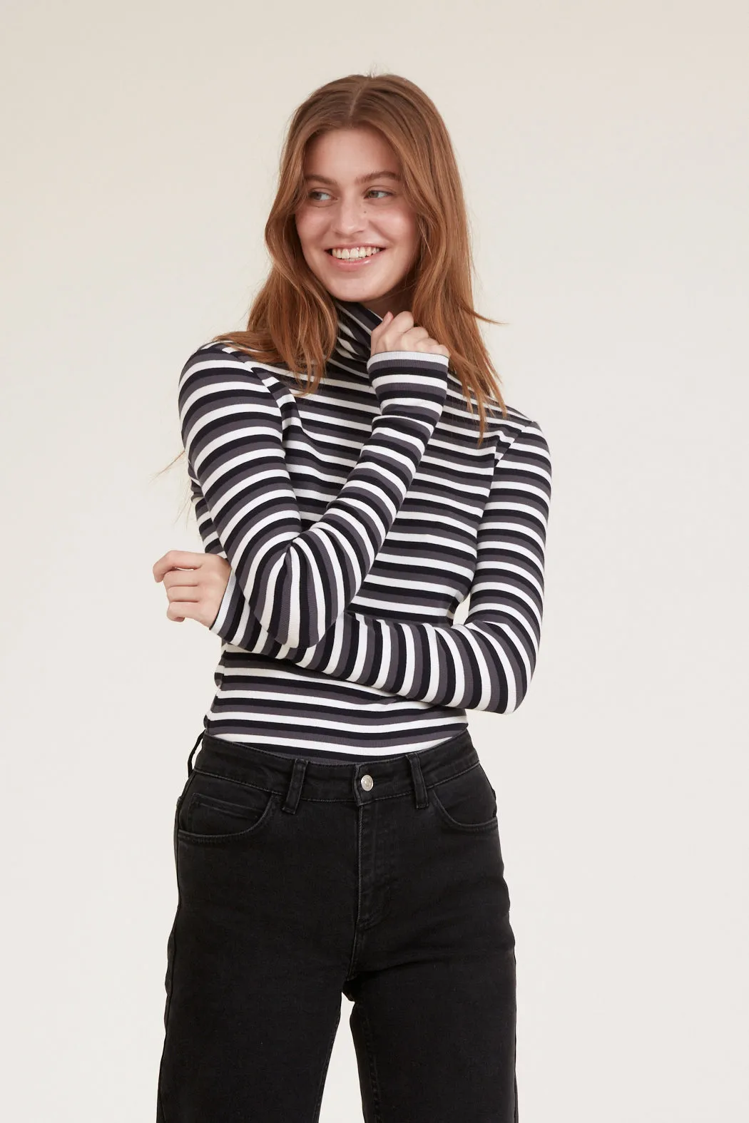 Ludmilla High-neck - whisper white/dark grey mel./black