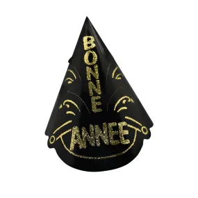 "Bonne Année" Glitter Black Foil Hat, 1 Count