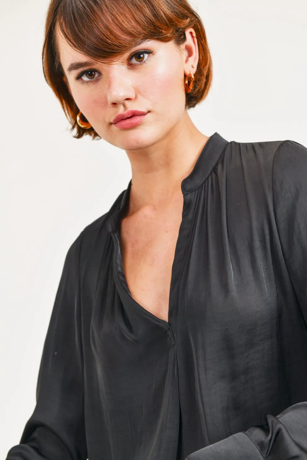 Reset By Jane Silky Fabric Long Sleeve "Lindsey" Blouse