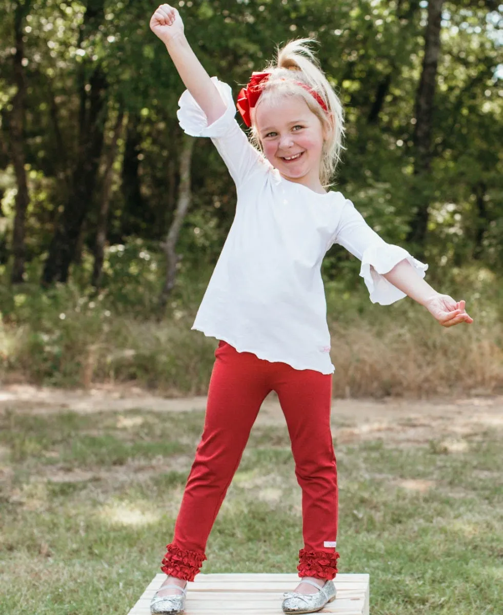 Ruffle Butts- Ruffled Legging- Red