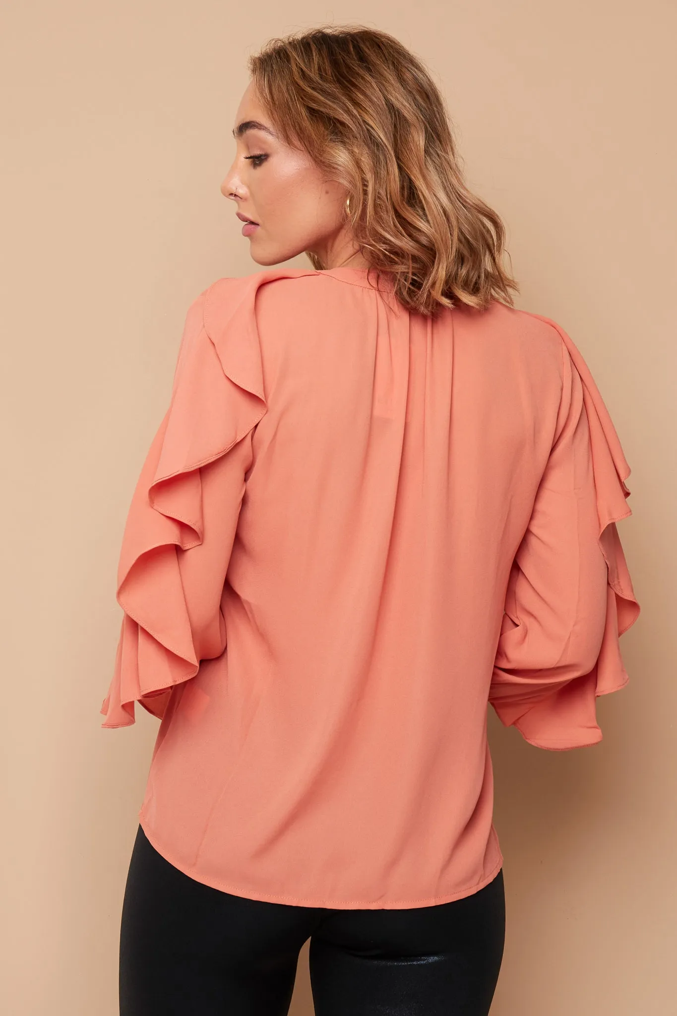 RUST RUFFLE SHIRT