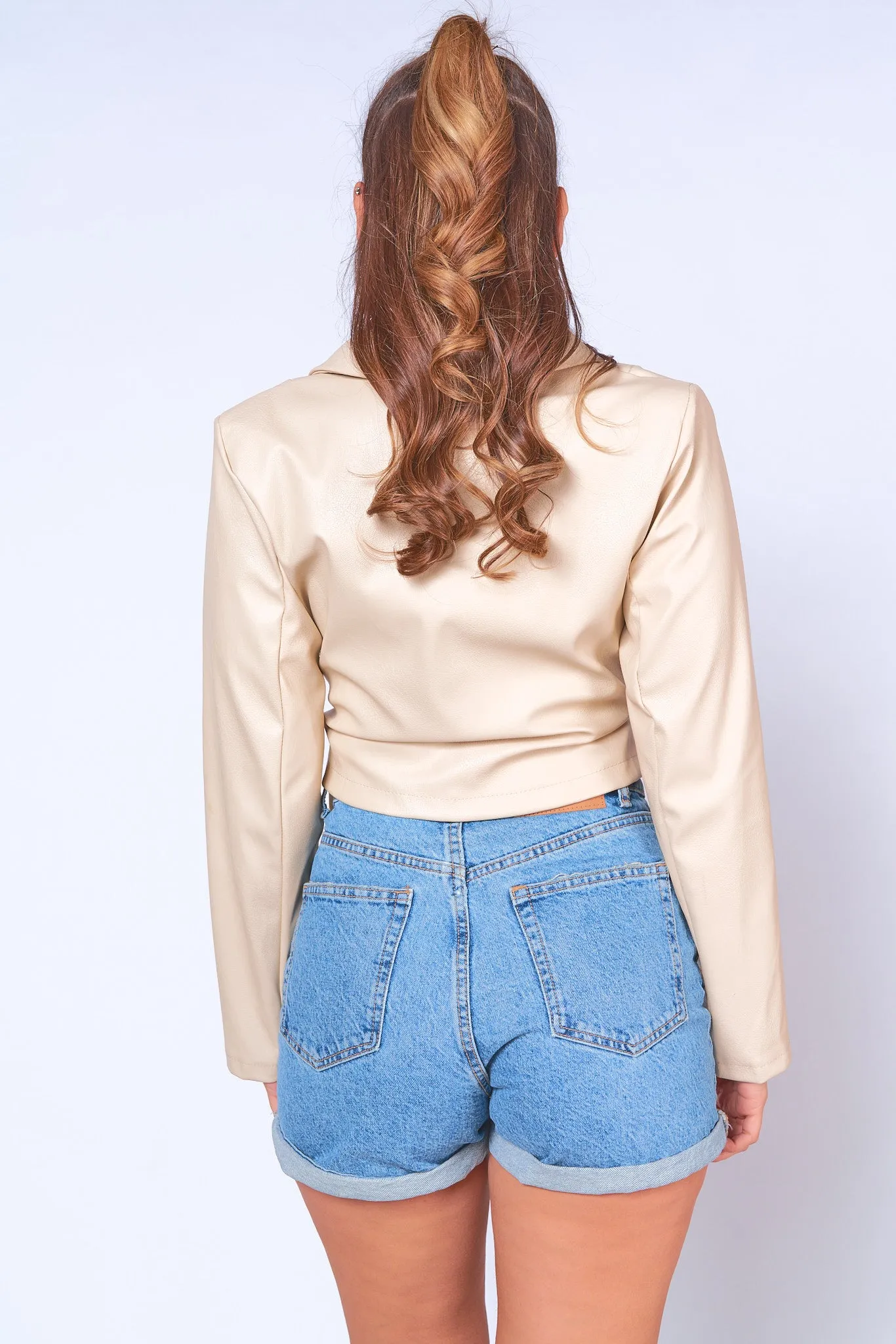 Shawl Neckline Leather Jacket